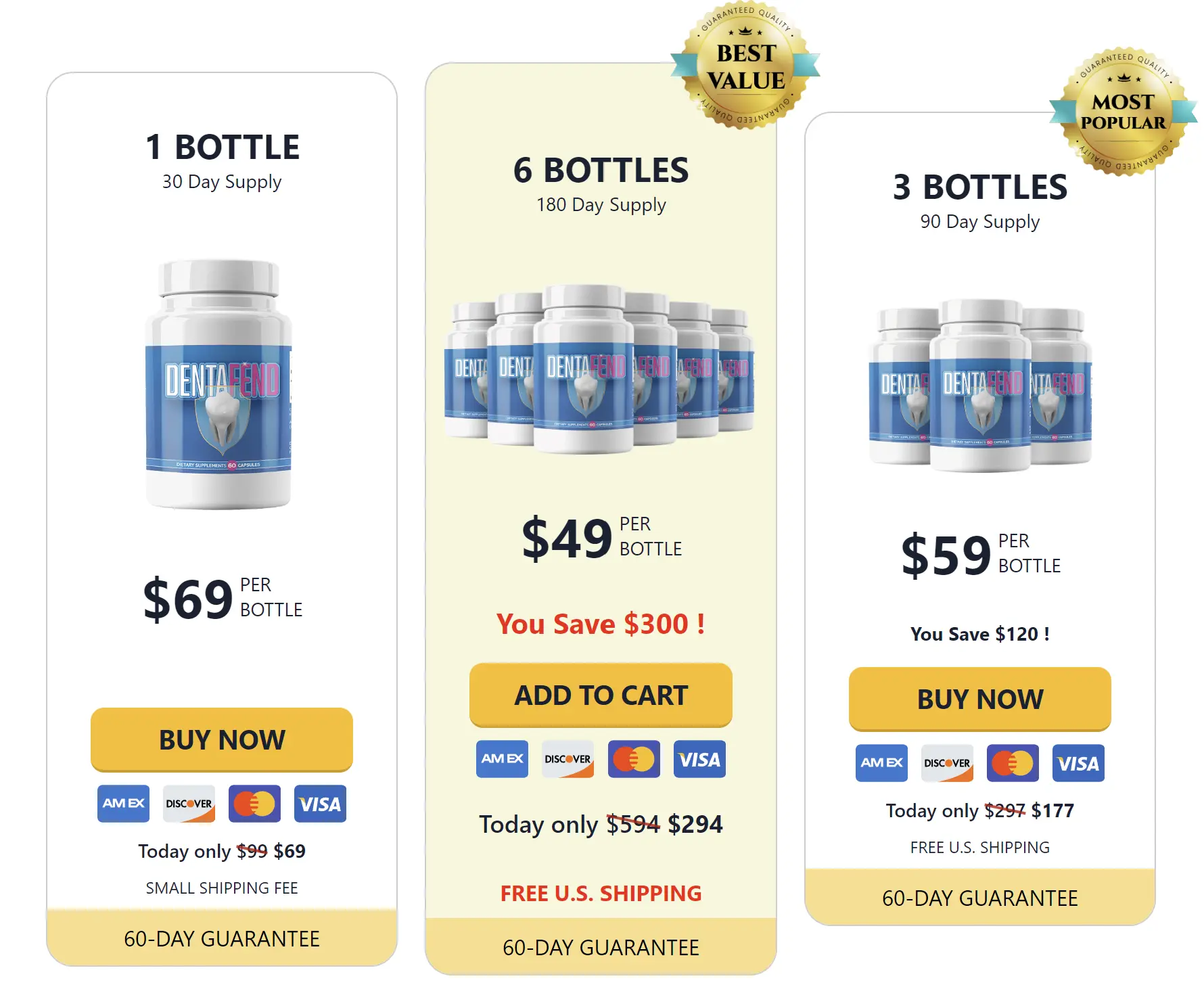 DentaFend pricing - buy one bottle for $69, 30-day supply